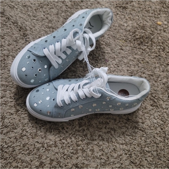 Blue denim Sneakers with Sparkle Accents - Picture 7 of 11